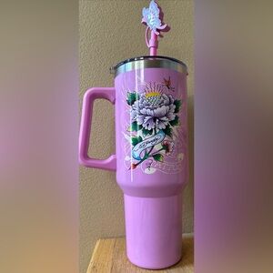 LAST ONE Ed Hardy Floral Pink Tumbler 1 pc little scratch on the bottom see pics